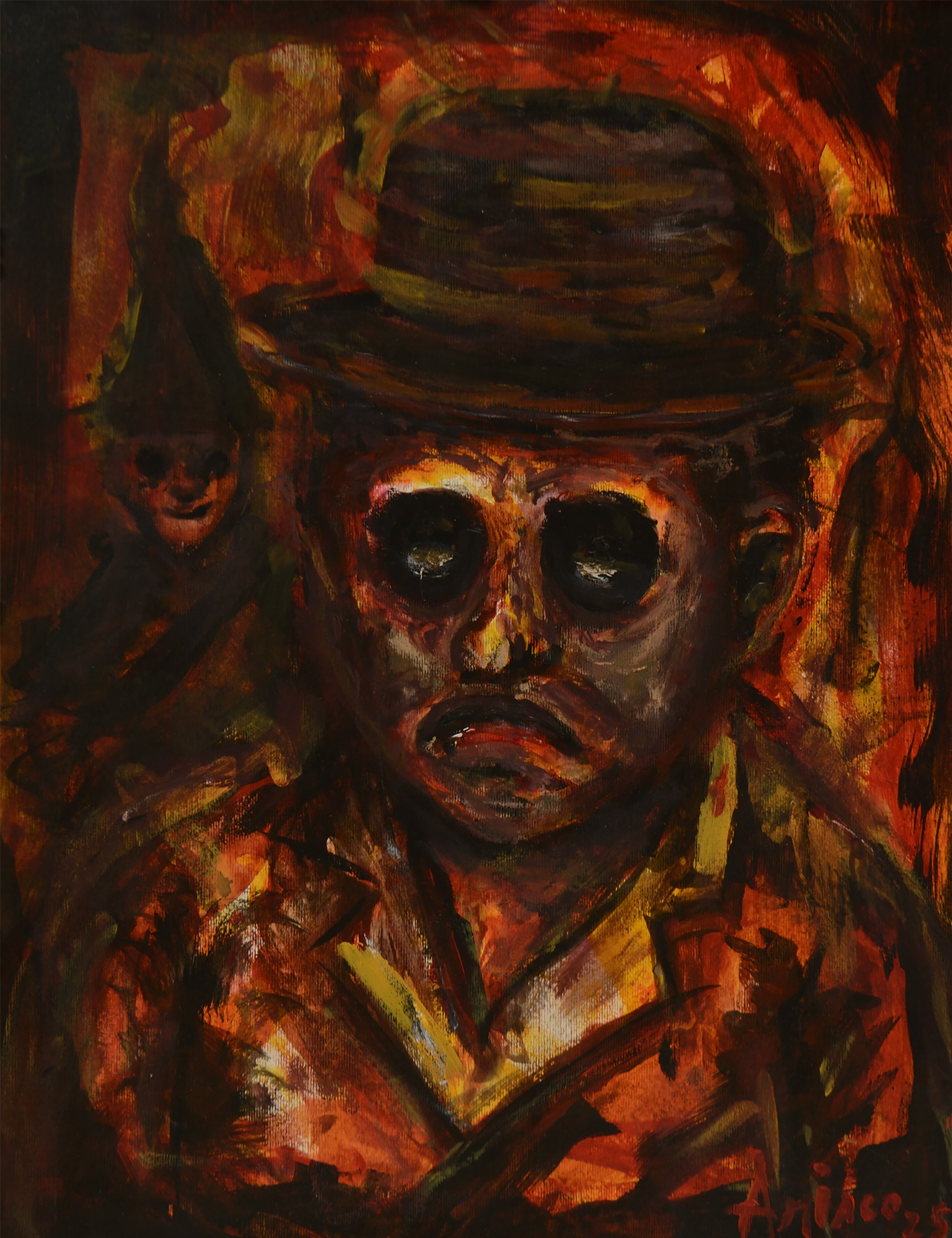 The Ceremony of the Hollow Ones, acrylic painting on paper by ARISCO.