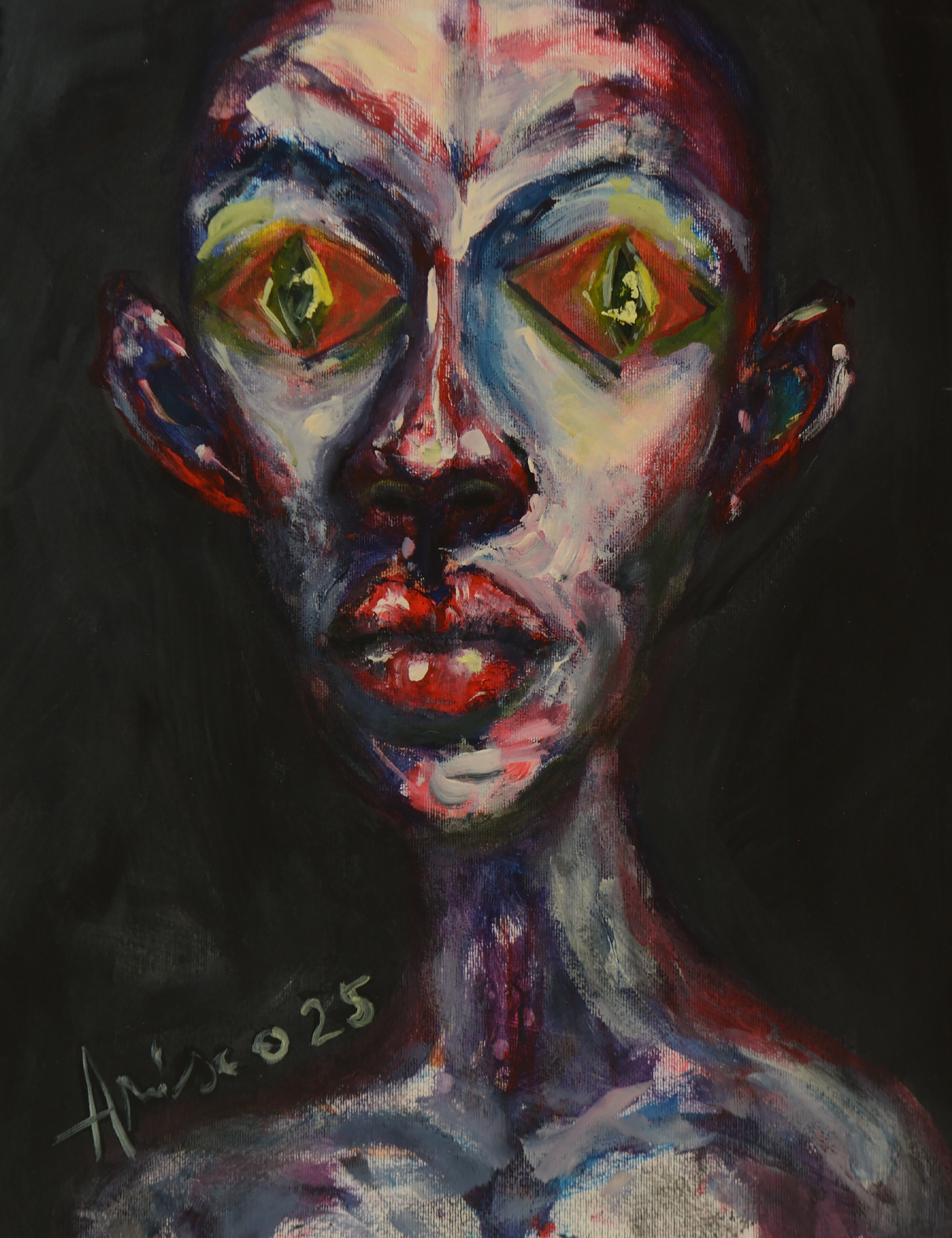 Venomous Beauty, acrylic painting on paper by ARISCO.