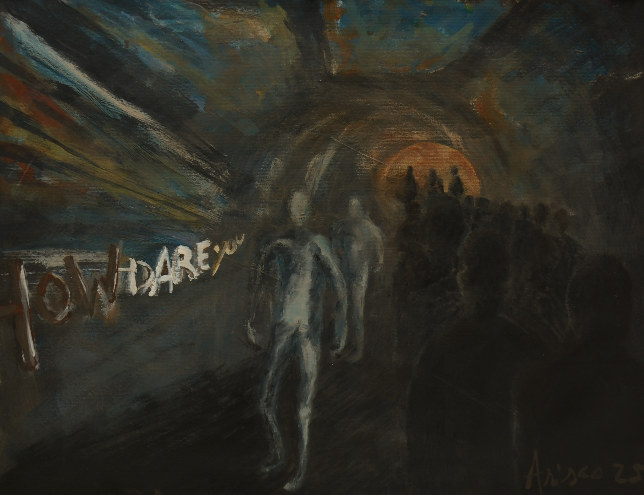 How Dare You, acrylic painting on paper by ARISCO.